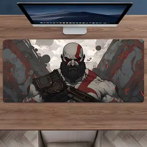 Bloody God of War Large Gaming Mouse Pad,Aesthetic Desktop Drotection Pad,Washable Rubber Pad Non-Slip Lock Edge Multi-Size Mouse Pad Suitable For Home Office,Good Gift for Family and Friends,Office Desk Accessories