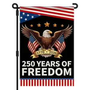 250th Anniversary America Garden Flag, 250 Anniversary USA Flag Patriotic Banner 250 Years of Freedom Yard Sign Eagle Design 4th of July Double-Sided Waterproof 1776-2026 Commemorative Flag 12x18 Inch