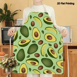 1PC 2D Flat Printed Green Avocado Fresh Pattern Easy Cleaning Apron For Home Cooking, Kitchen Wear, And Cooking Enthusiasts, Novelty Cooking Aprons
