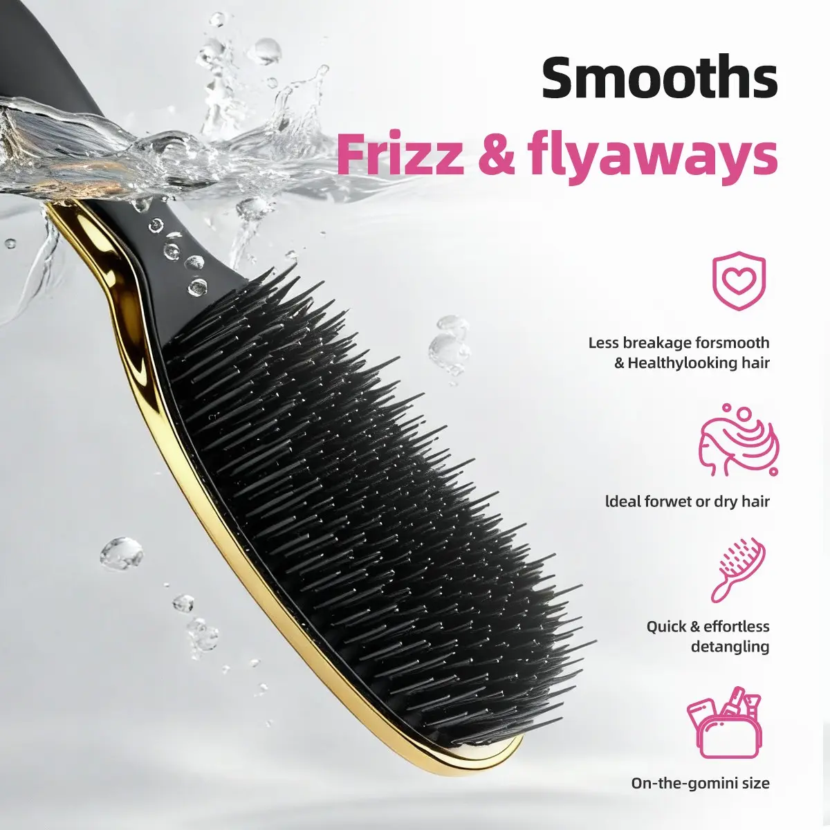 Ultimate Detangler Hairbrush for Wet & Dry Hair, Eliminates Knots & Reduces Breakage for All Hair Types, Hair Styling Brush, Detangling Brush