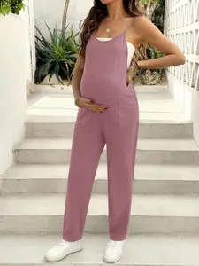 JOCASTAA Black Knit Front Pocket Maternity Jumpsuit