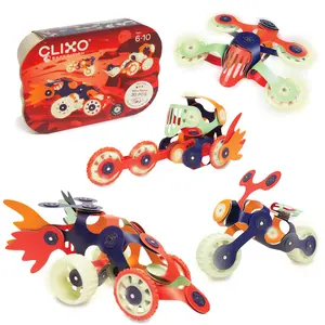 Clixo Mars Rovers Pack- Glow-in-The-Dark Wheels Magnetic Building Toy - 30 Flexible Magnet Pieces for Galactic Exploration & Adventure. Award-nominated STEM Toy. Kids Gift & Travel Toy. Ages 6+