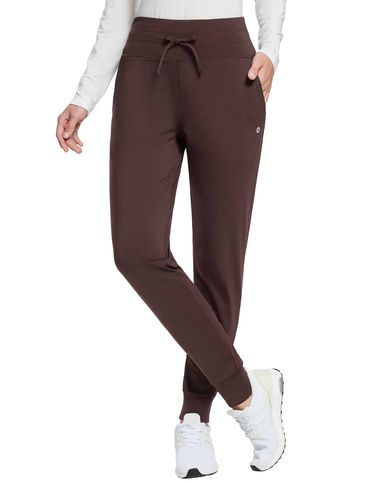 Baleaf Women's 30" Fleece-Lined Water-Resistant High-Waisted Thermal Joggers with Drawstring Waist, Tummy Control, Pockets, Cuffed Loose Bottom for Winter Running, Hiking, Lounge (Tall Fit), Drawstring Waist Jogger