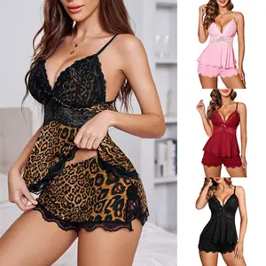 Lace Pajamas for Women Set Pajama Short Set Cami&Shorts V Neck Night Lingerie Sleepwear Casual