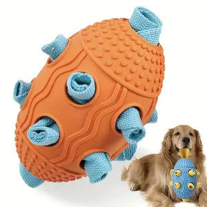 Pet football biting toys, dog ball sniffing hidden food toys, chewy dog toys suitable for strong chewing, rubber squeaking, durable and indestructible dog toys, suitable for small, medium and large dogs