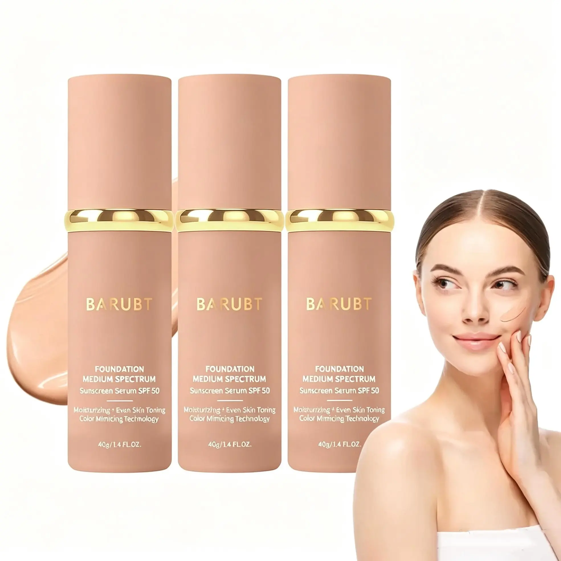 3PCS Barubt Microbe Liquid Foundation Makeup - Cosmetic Longwear Concealer Makeup Product, Full Coverage, Lightweight Second-Skin Feel, Conceals Imperfections Without Caking, Longwear Makeup
