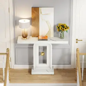 TRIBEWOOD Modern Console Table, 40 Inches Narrow Sofa Entryway Table with Pendulum Shape Base, Contemporary Marble Accent Table for Living Room Hallway Entrance