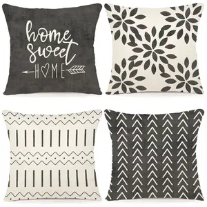 4 PCS Spring and Summer Geometric Patterns Pillow Covers, Modern Sofa Throw Pillow Cover, Decorative Outdoor Pillow Case for Couch Bed Car gray