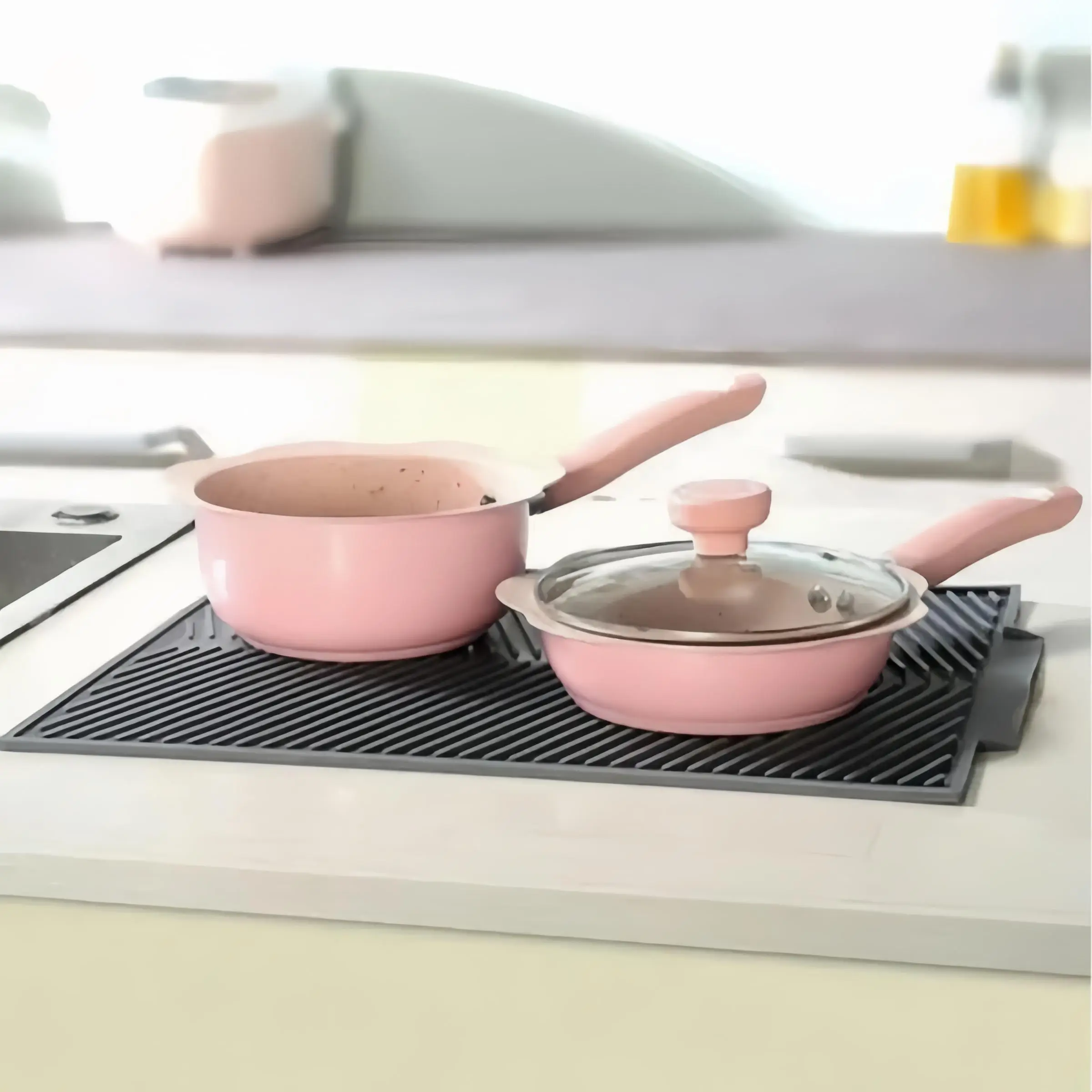 Silicone Drain Mat, 1 Count Multifunctional Heat Resistant Cup Drying Mat, Kitchen Accessories for Home Dining Room & Picnic