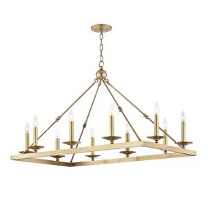 Allendale 9-Light Linear Chandelier with Sphere Details in Aged Brass or Bronze Finishes