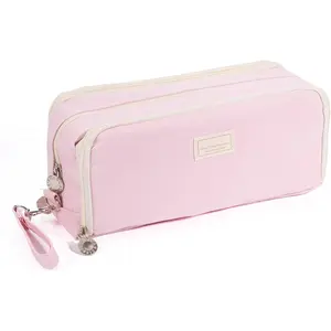 Pencil Case 3 Compartment, Large Pencil Case with Removable Handle & Zipper, Cute Stationery Organizer for Markers, Makeup Bag, Cute Pencil Bag for Office College,