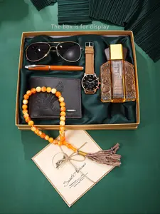 Men's PU Leather Watch Set with Sunglasses, Perfume, Pen & Wallet, Fashionable Gift for Christmas, Valentine's Day, Father's Day