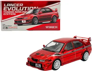 Pop Race 1:64 Mitsubishi Lancer Evolution VI TME Tommi Makinen Red Chrome Diecast Model Car Limited Edition WK640004