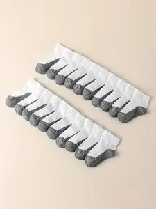 20 Pairs Kids Socks, Unisex Sports Socks, Anti-Odor Bottom Colorblock Mid-Calf Socks, School Casual Dirt-Resistant Socks, Athletic Socks