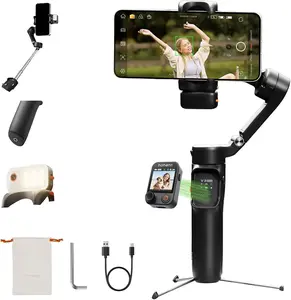 hohem iSteady V3 Ultra Gimbal Stabilizer for iPhone,Phone Gimbal with AI Tracking & Fill Light,Built-in Extendable Rod & Tripod,Detachable Remote Control,Stabilizer for Vlog,TikTok (White)