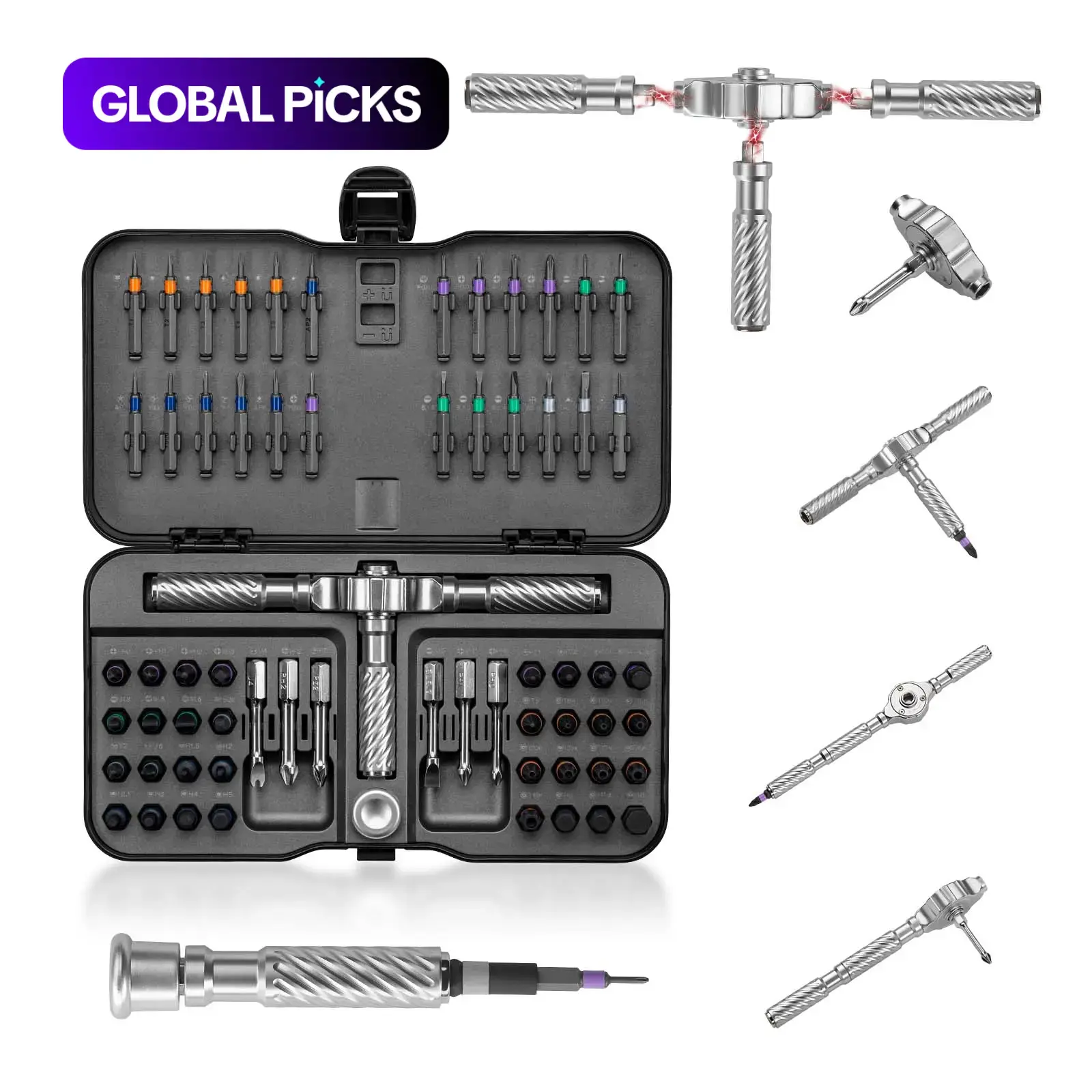 24/30/40/60-in-1 Magnetic Ratchet Screwdriver Set with Detachable T-Handle, Multifunctional Screwdriver, Household Repair Multipurpose Screwdriver Kit for Furniture, Bikes, PCs and Electronics, Gift for Boyfriend or Husband #GLOBAL PICKS