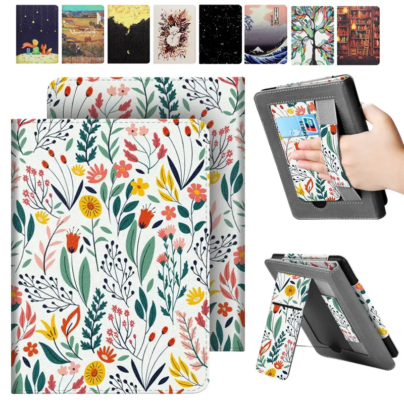 Kindle eReader Case - Durable eReader Accessories with Magnetic Closure, Hand Strap, Built-In Folding Stand, Multiple Stylish Tablet Cover for Protection