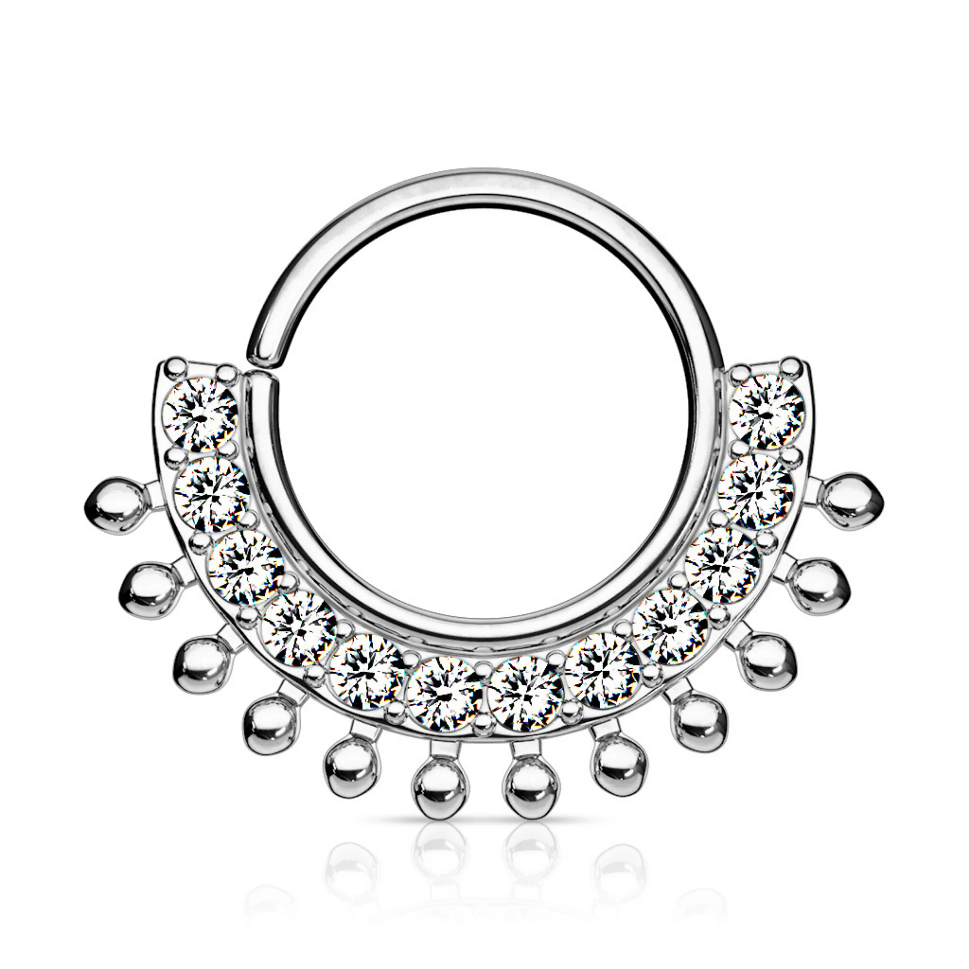 Diamond Beaded Septum Piercing in Surgical Steel 16 Gauge 8mm Bendable Hypoallergenic
