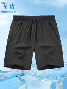 Men's Outdoor Sports Quick-Dry Shorts, Summer Casual Versatile Running Pants, Adjustable Drawstring, Side Zipper Pockets, Ice Silk Fabric, Running Workout Shorts, Athletic Wear Shorts