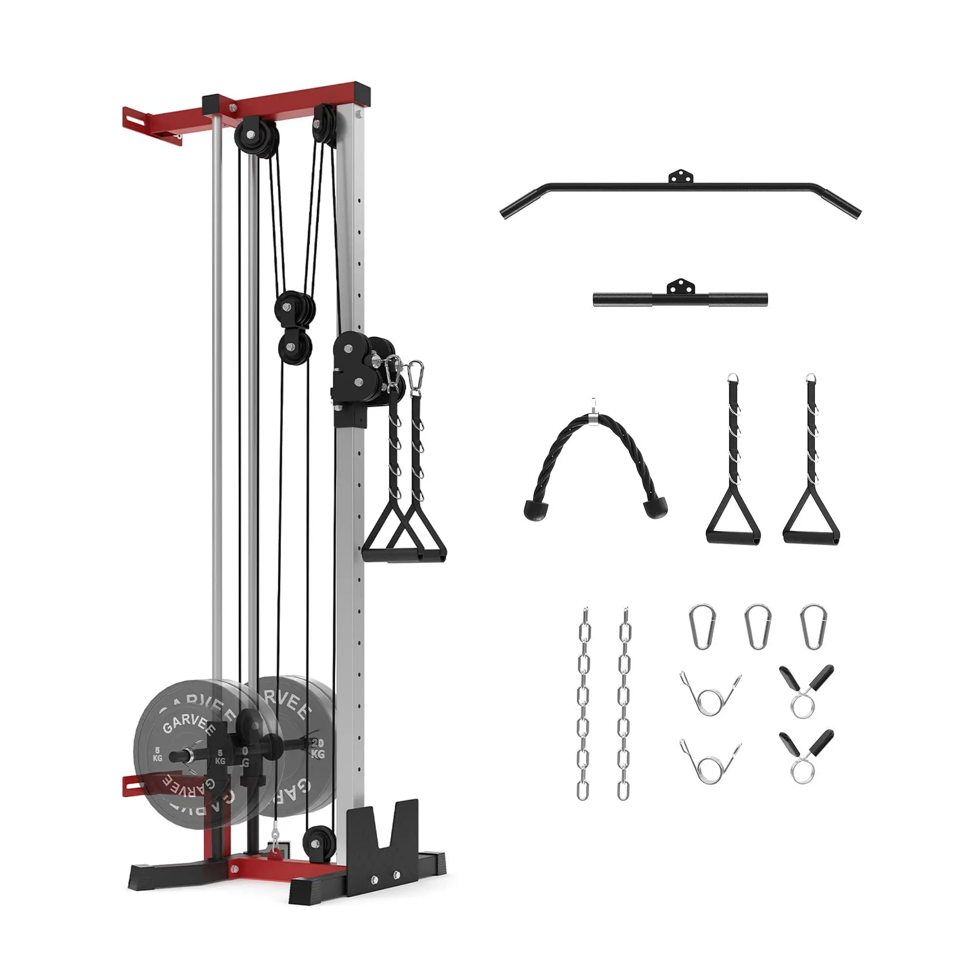 Wall Mount Cable Machine, Dual Pulley Cable Crossover System with 19 Adjustable Positions & 400LBS Capacity - All-in-1 Home Gym Equipment with Accessories for Strength Training