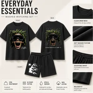 Made In The South Oversized Vintage Washed Tshirt & Short Set Streetwear Graphic Print 2 Piece Matching Set, Y2K Hip Hop outdoorfun