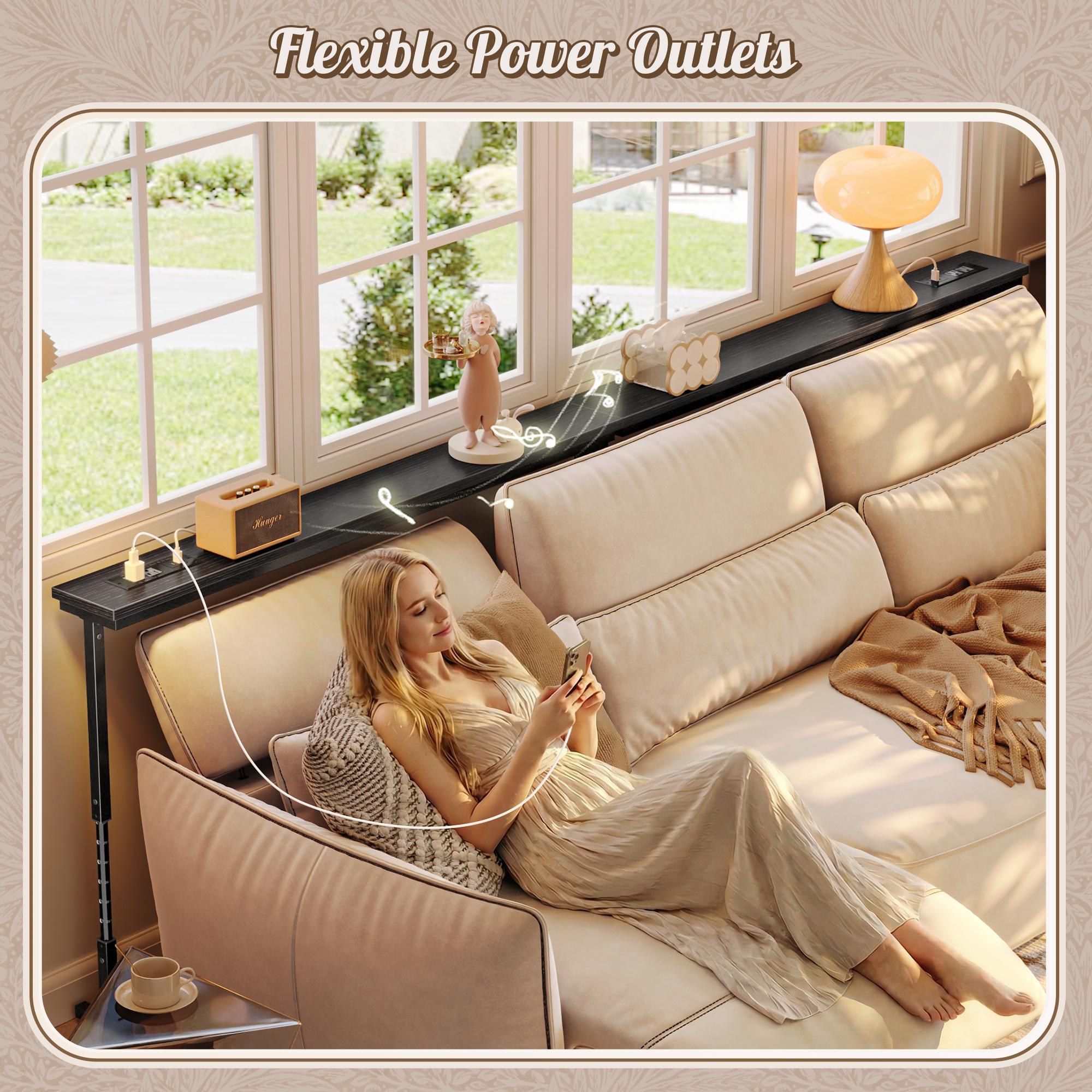 Huuger 78.7/39.4/51.2/102.4/110.2 Inch Behind Couch Table with Power Outlets, 23.9’’-34.4’’ Height Adjustable Range, Sofa Tables Narrow Long with USB-C Ports, Skinny Console Table Huuger 78.7/39.4/51.2/102.4/110.2 Inch Behind Couch Table with Power Outlets, 23.9’’-34.4’’ Height Adjustable Range, Sofa Tables Narrow Long with USB-C Ports, Skinny Console Table