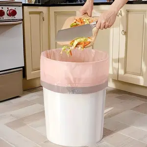 [Thick Trash Bags] 50pcs Extra Thick & Durable Drawstring Trash Bags | Large, Portable Polyethylene Waste Bags for Kitchen, Bathroom, Bedroom, and Living Room Use, Home Organization, Sleek Design, Drawstring Closure, Trash Bag Dispenser