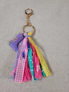 Bohemian Style Keychain - Boho Tassel, Rainbow Fabric, Charm, Artisanal Cute Bag Charm Keychain for Women, Keychains For Women, Cute Keychains