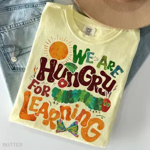 Comfort Colors Hungry For Learning Shirt, Back To School Teacher T-Shirt, Cute Caterpillar Tee, Classroom Sweatshirt, Read Aloud Top