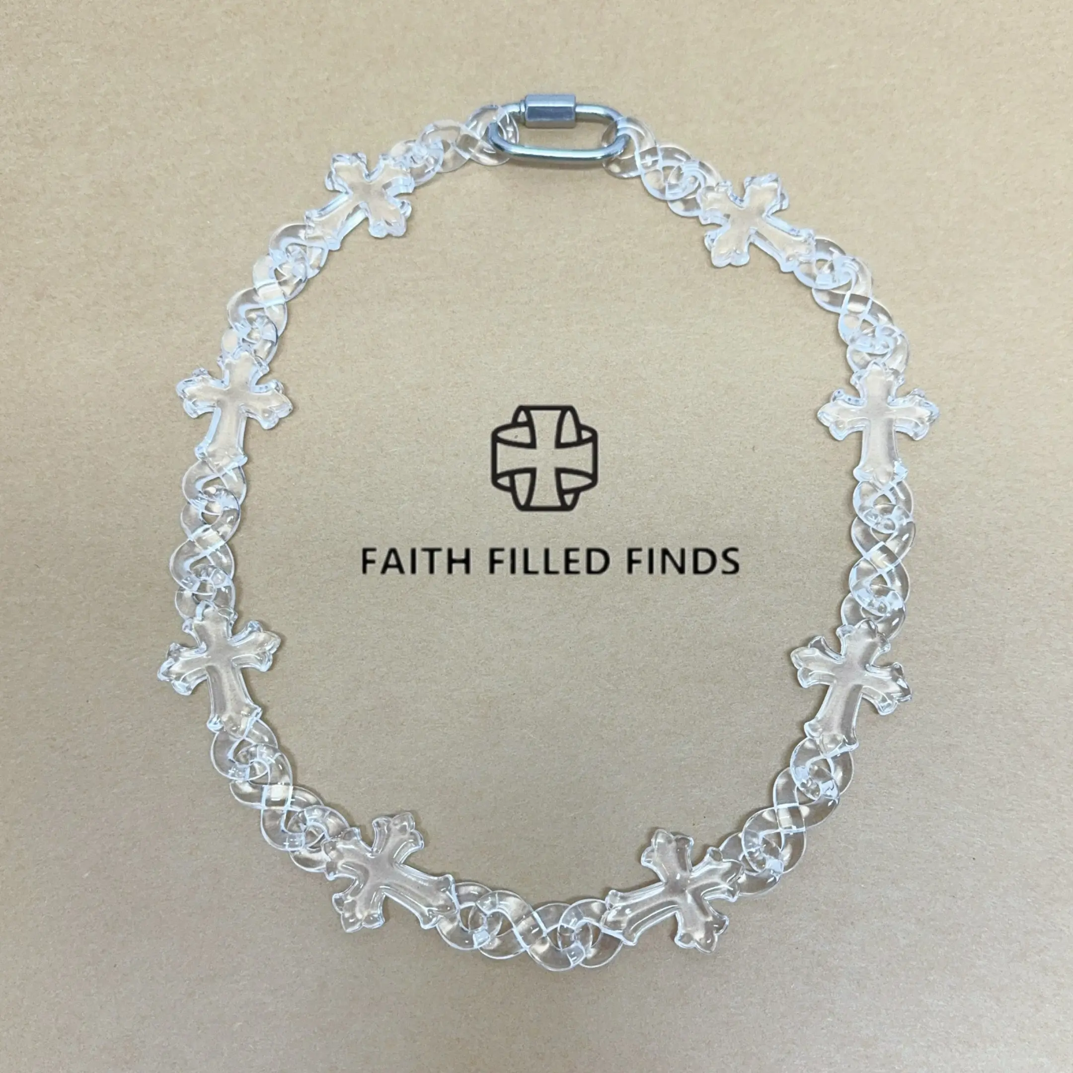 FaithFilledFinds Infinity Cross Link Necklace, X-Ray Chain Choker with Cross for Men, Women, Boys, and Girls, Streetwear Chunky Chain Cross Necklace for Daily Wear, Alternative Fashion Necklace for Birthday Gifts, Parties, Holiday Gift
