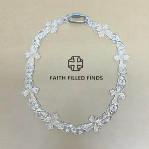 FaithFilledFinds Infinity Cross Link Necklace, X-Ray Chain Choker with Cross for Men, Women, Boys, and Girls, Streetwear Chunky Chain Cross Necklace for Daily Wear, Alternative Fashion Necklace for Birthday Gifts, Parties, Holiday Gift