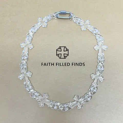 FaithFilledFinds Infinity Cross Link Necklace, X-Ray Chain Choker with Cross for Men, Women, Boys, and Girls, Streetwear Chunky Chain Cross Necklace for Daily Wear, Alternative Fashion Necklace for Birthday Gifts, Parties, Holiday Gift