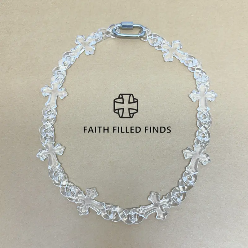FaithFilledFinds Infinity Cross Link Necklace, X-Ray Chain Choker with Cross for Men, Women, Boys, and Girls, Streetwear Chunky Chain Cross Necklace for Daily Wear, Alternative Fashion Necklace for Birthday Gifts, Parties, Holiday Gift
