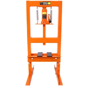Hdmw 6 Ton Hydraulic Press, Benchtop Hydraulic Shop Press, H-Frame Garage Floor Press with Press Plates, Adjustable Working Table Height, orange