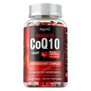 Buporai Coenzyme Q10 Supplement, 120 soft capsules, is rich in antioxidant complexes and contains ingredients such as bergamot and flaxseed oil to support heart health.