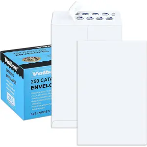 6x9 Self Seal Security Catalog Envelopes 250 Count Small White Envelopes for Mailing, Storage and Organizing