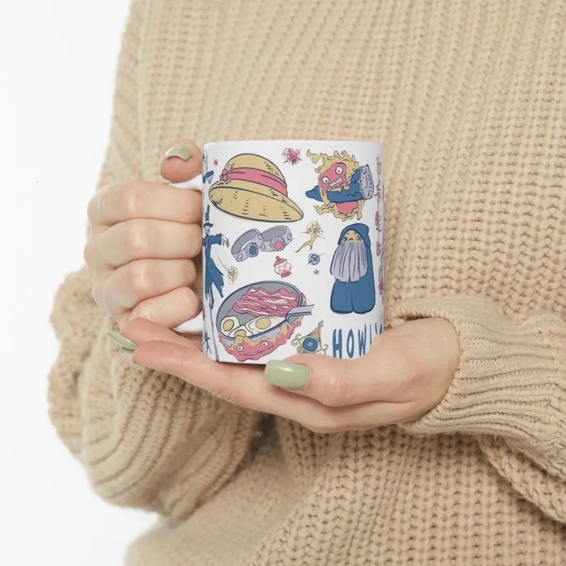 Kawaii Howl Mug, Kawaii Anime Coffee Mug, Ghibli Cup, Cute Anime Gift for Girlfriend, Gift for Anime Lover, Kawaii Gift