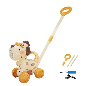 Electric Animal Handheld Giraffe Dog Bubble Cart 2in1  Automatic Soap Bubble Blower Machine Toddler Trolley with Music Outdoor Toy Party Gift