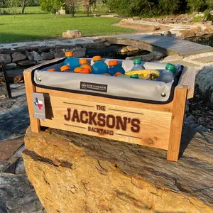 Personalized Cooler for Dad, Outdoor Patio Furniture, Fathers Day Gift, Mens Gift, Wooden Cooler, Backyard Decor, Custom Cooler