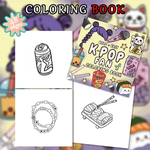 1 PC 48-page K-POP coloring book, includes headphone bag and K-POP details, high-quality coloring paper, perfect for stress relief, creative projects, and as a gift. Ideal for students, K-POP fans, everyday crafts, and holiday decorations.
