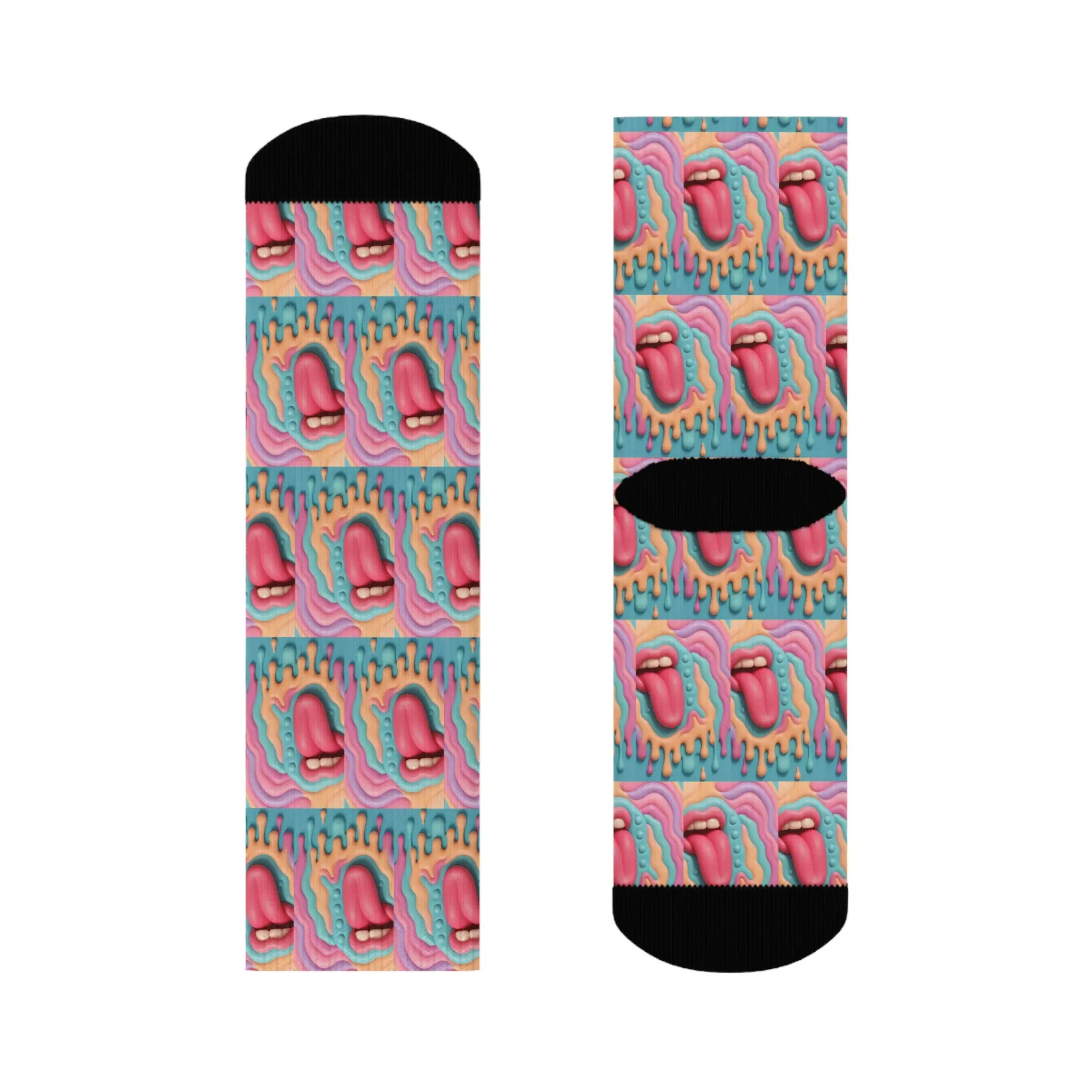 Vibrant Graphic Crew Socks - Funky Colorful Socks for Music Lovers, Artists, Gift for Birthdays, Festivals, and Everyday Fun