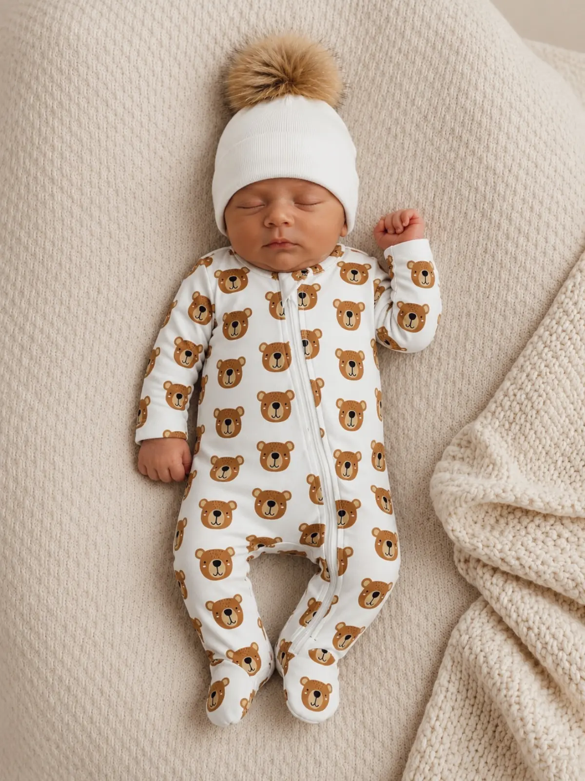 Baby Bear / Organic Cotton 2-Way Zip Footie