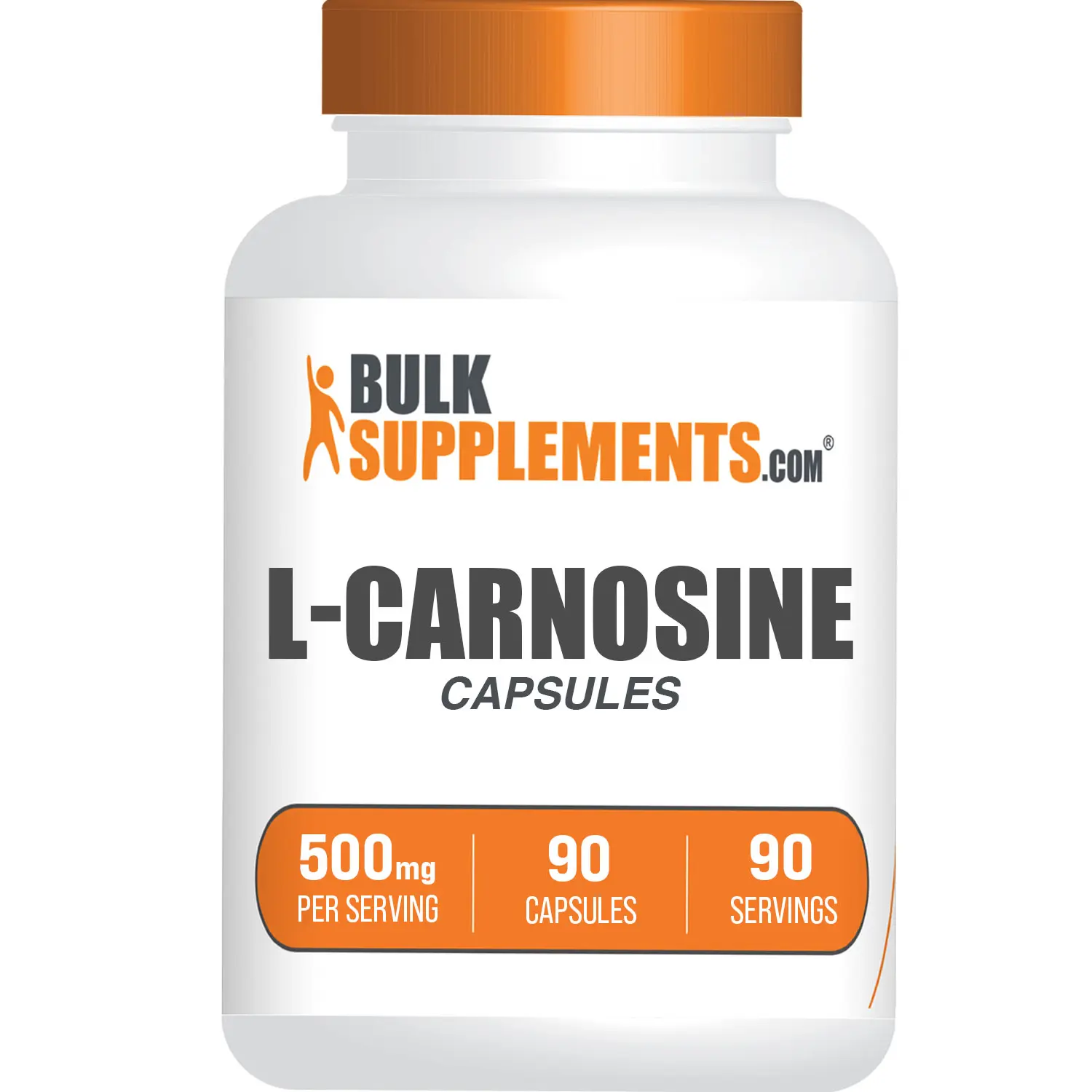 BulkSupplements L-Carnosine Dietary Capsules - Fitness & Healthcare Support - Nutrition for Healthy Skin, Cellular Health - 90 Capsules, 500mg per Serving