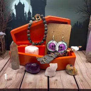 Orange Mini Coffin Crystal Box- Halloween Decor and Witchy Gift