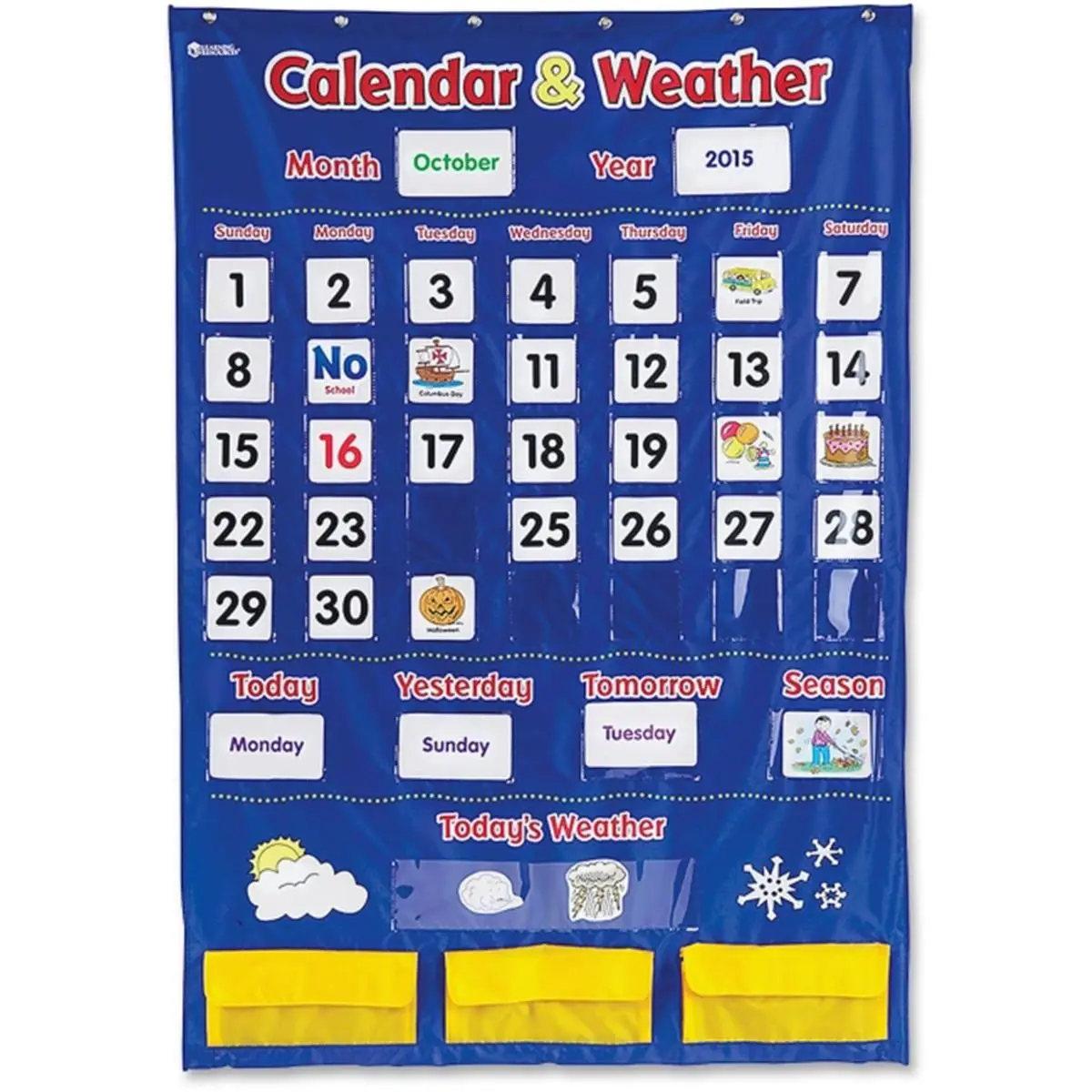 Learning Resources Calendar & Weather Pocket Chart - Multi Color, 138 Piece
