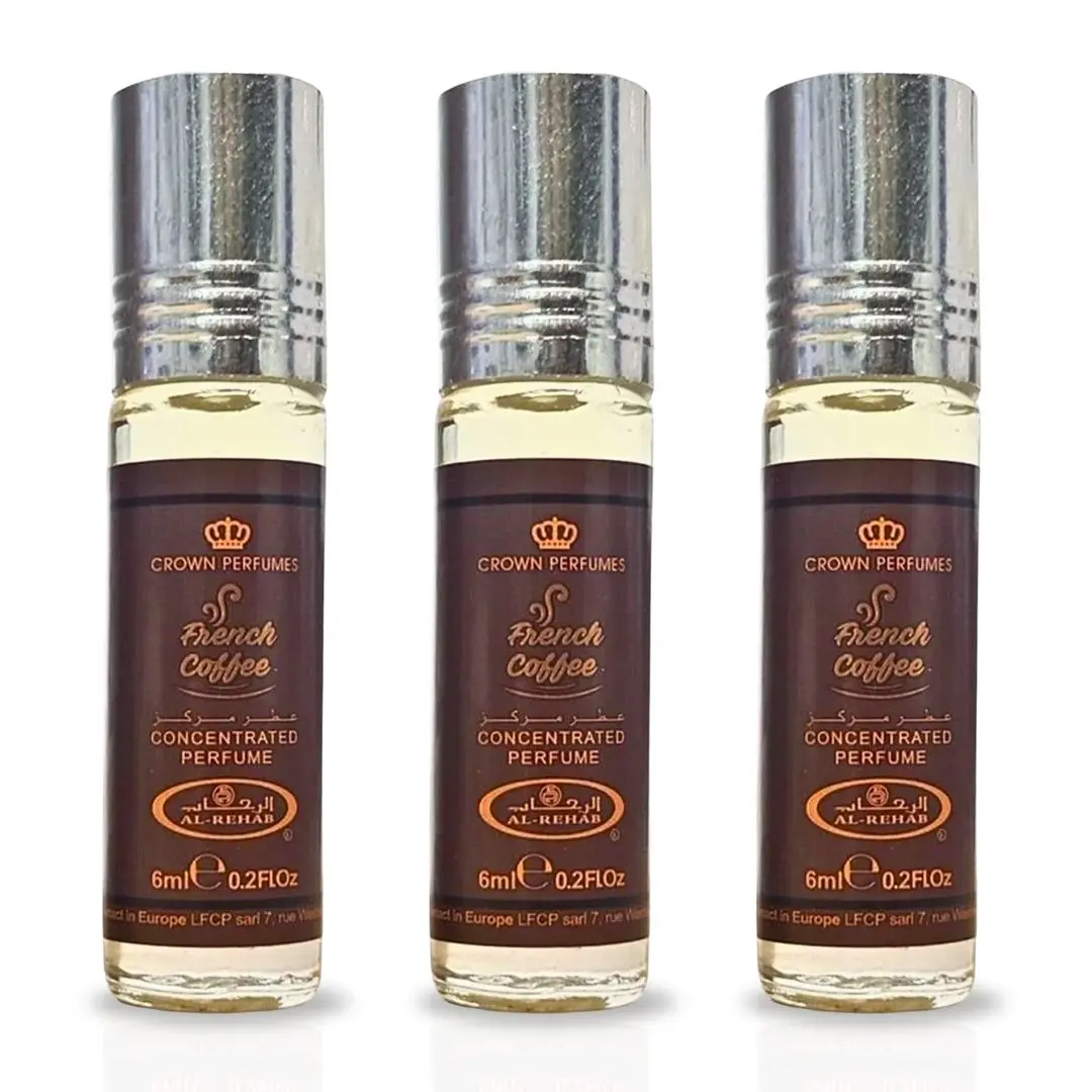 French Coffee Perfume Oil 6ML (0.2OZ) By Al Rehab | Sweet, Creamy, Spicy, Gourmand. (PACK OF 3) French Coffee Perfume Oil 6ML (0.2OZ) By Al Rehab | Sweet, Creamy, Spicy, Gourmand. (PACK OF 3)
