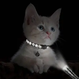 2-Pack Footprint & Reflective Cat Collar with Bell Basic Dog Cat Collar Buckle Adjustable Cat Dog Collar or Seatbelts