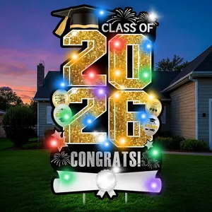 .2Inch Graduation Decorations 2026 Yard Sign   Congrats Grad Class of 2026 DIY Name Lawn Signs with Stakes Outdoor High School College Bachelor Graduation Party Supplies