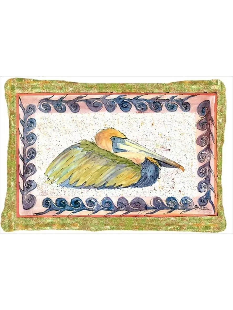 Whimsical Pelican Bird Decorative Polyester Pillow - 12x16 in, Fade/Mildew Res, Machine Washable, Indoor/Outdoor Home Room House Decor Textile Soft Furnishing