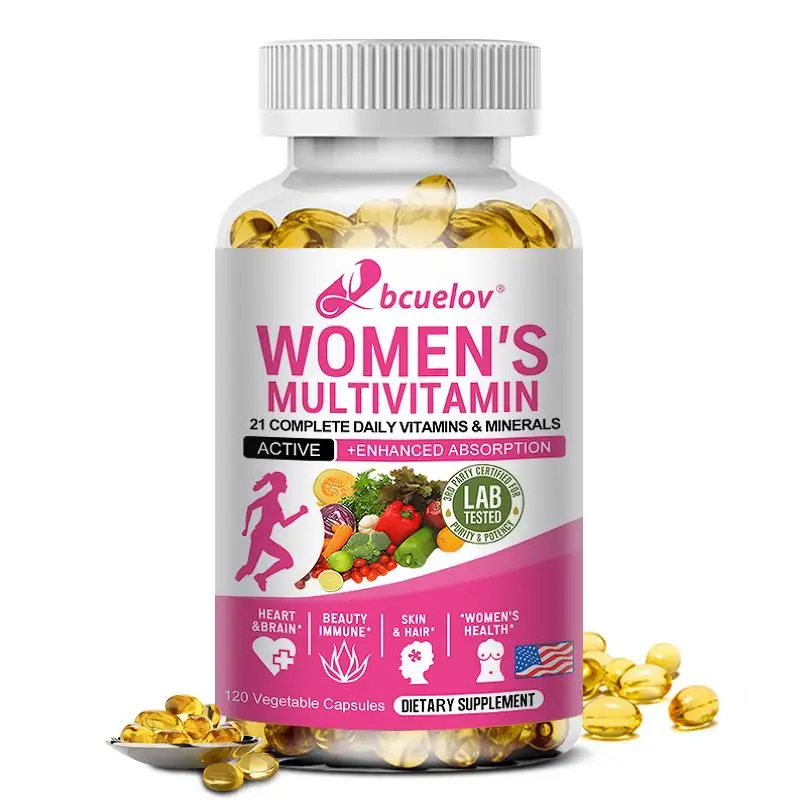 Bcuelov Women's Multivitamin & Multimineral with Vitamin A, C, D, E, B12, Zinc & Iron, Vitamin Supplement for Energy, Focus and Immune Health Support